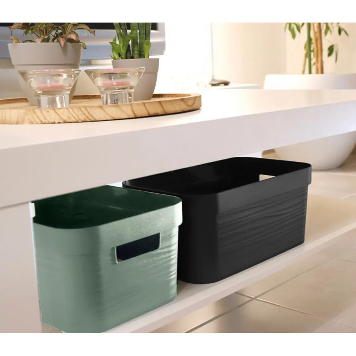 Boîte de rangement STONE, 12 litres, PP, blanc - Eda Fontaine photo du produit