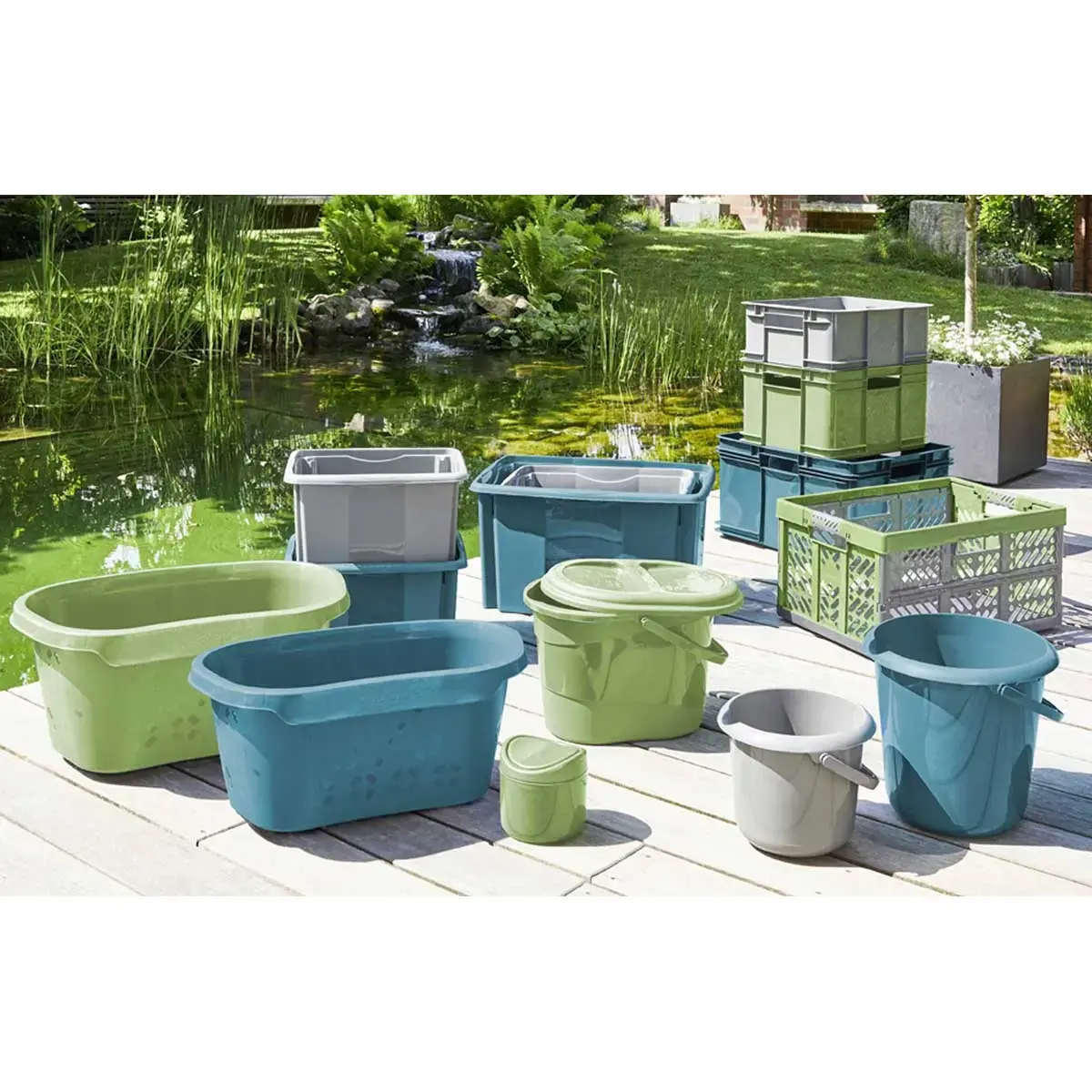 Boîte de rangement Emil eco 15 L - Vert - Keeeper photo du produit