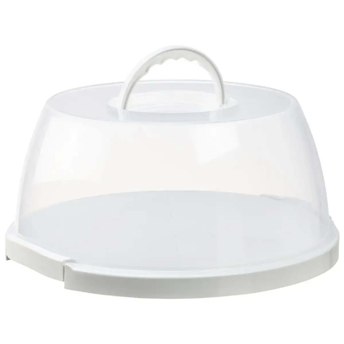 Plat & cloche &agrave; g&acirc;teau, rond, transparent/blanc - Plast Team photo du produit