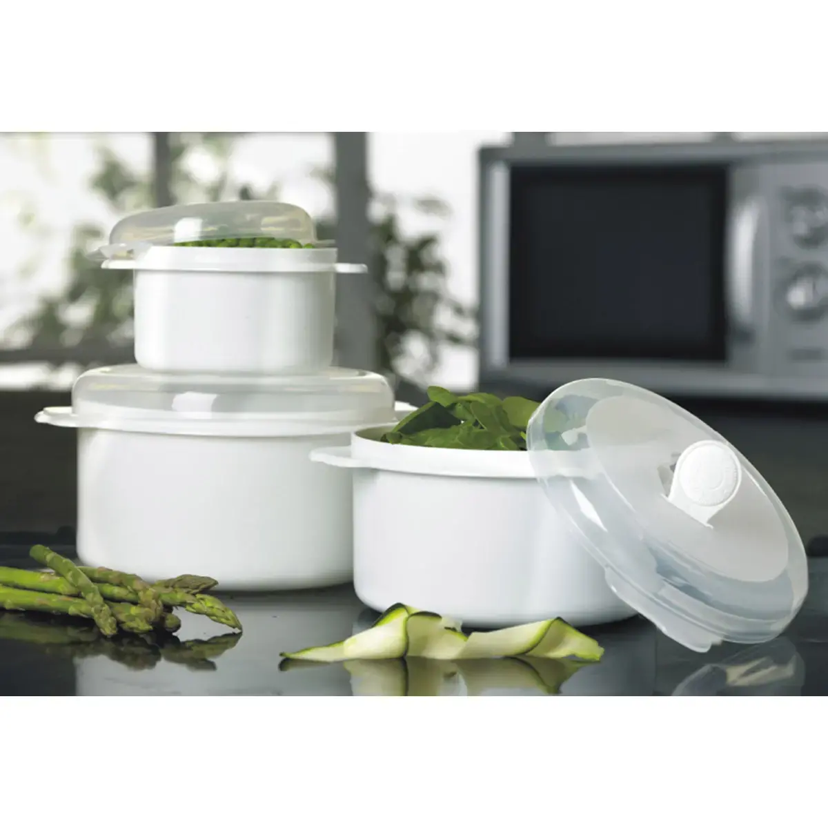Boîte à micro-ondes Micro, 0,5 litre, rond - Plast Team photo du produit