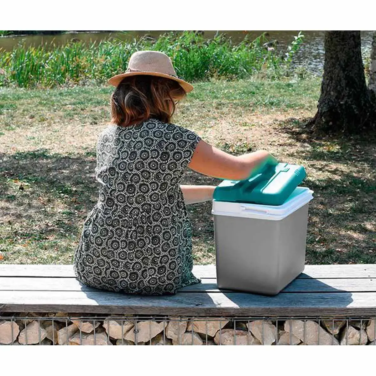 Glaci&egrave;re, plastique, 15 litres, gris / bleu lagune - Eda Fontaine photo du produit