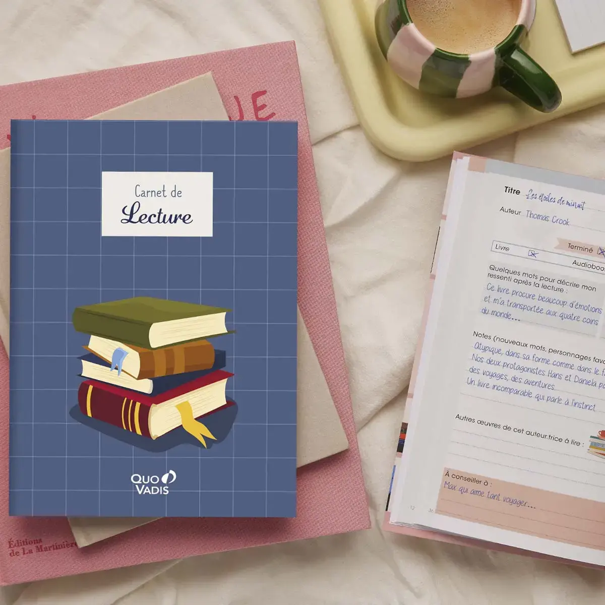 Carnet de lecture Fran&ccedil;ais - Carnets th&eacute;matiques Livres - 15x21 cm - Papier Clairefontaine blanc - Fabrication fran&ccedil;aise - Quo Vadis photo du produit