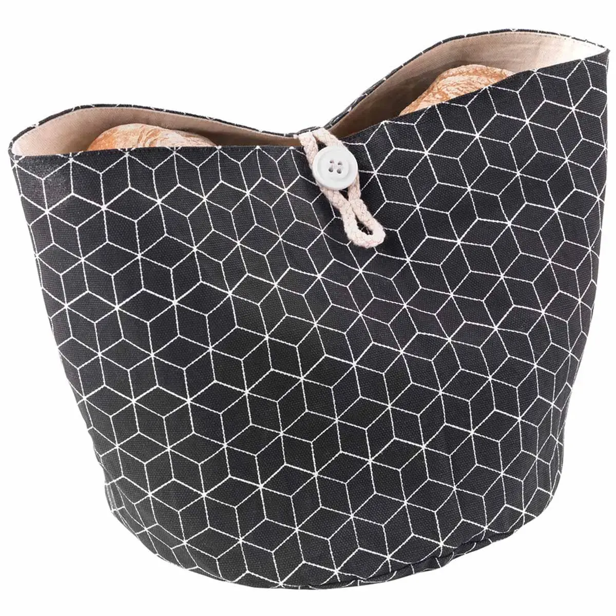 Corbeille à pain pliable, coton, noir/beige - Metaltex photo du produit