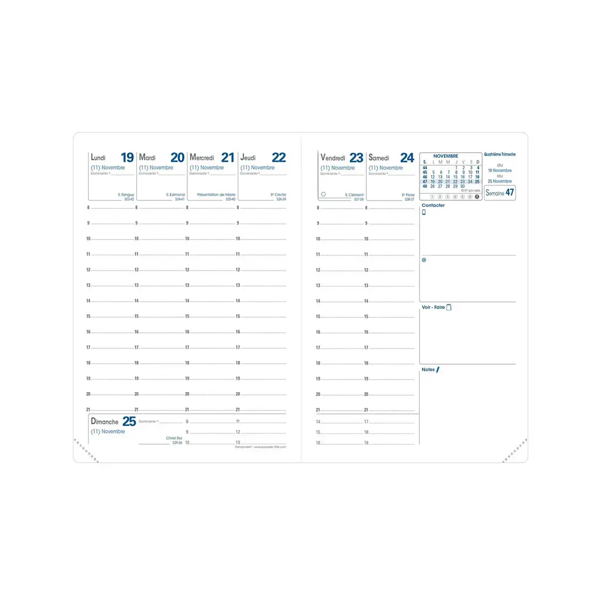 Agenda avec répertoire 2027 Randonnée - Semainier Planning Français - Bergame Marron - 14 mois de décembre à janvier - 9x12,5 cm - Quo Vadis photo du produit