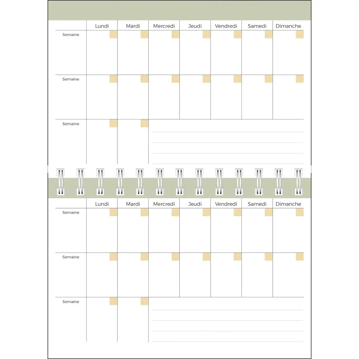 Agenda perp&eacute;tuel spiral&eacute; - Semainier Horizontal Fran&ccedil;ais - Eterny Carreaux - Perp&eacute;tuel - 12x17 cm - Papier Clairefontaine blanc - Fabrication fran&ccedil;aise - Quo Vadis photo du produit