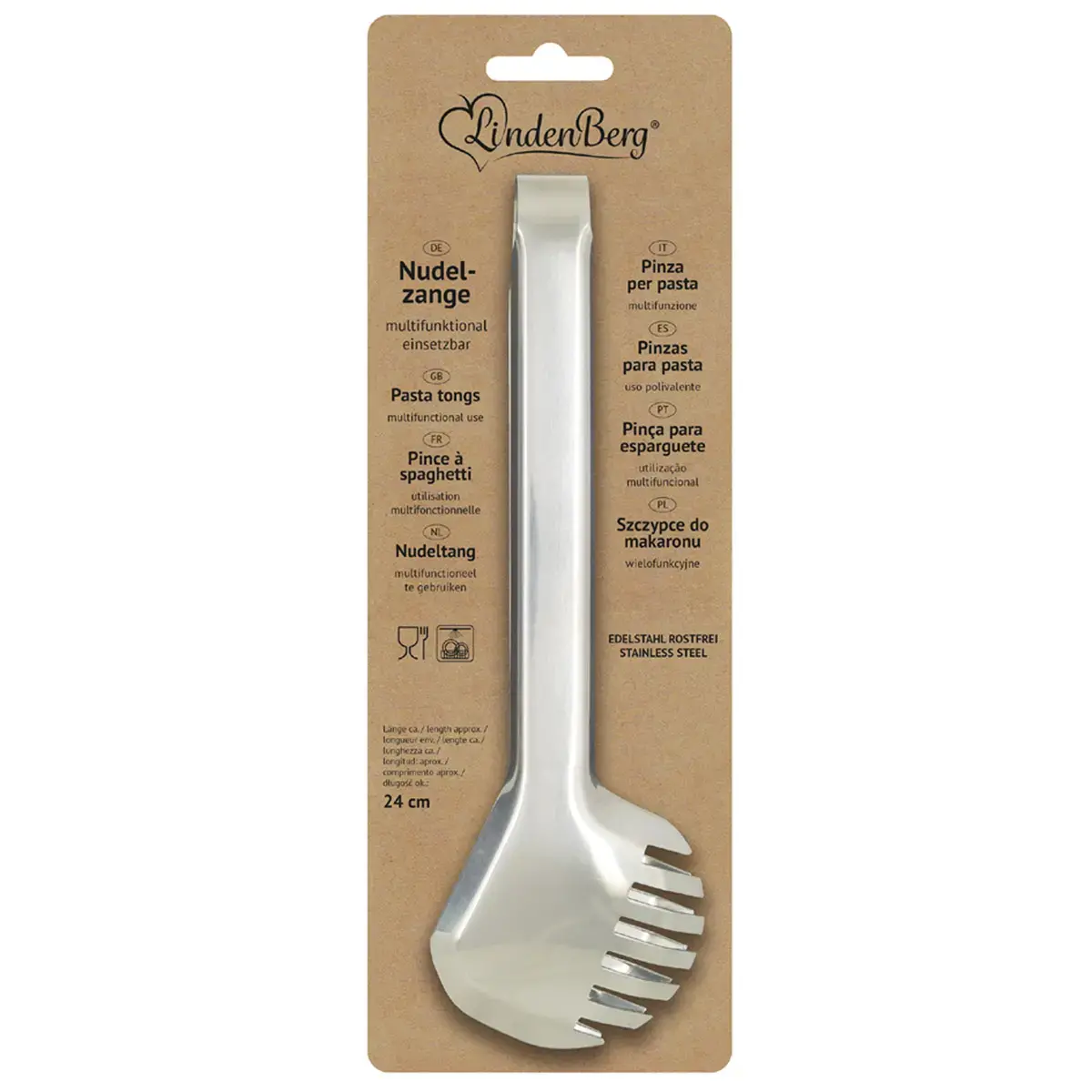 Pince à spaghetti, acier inoxydable, 240 mm - Linden Berg photo du produit
