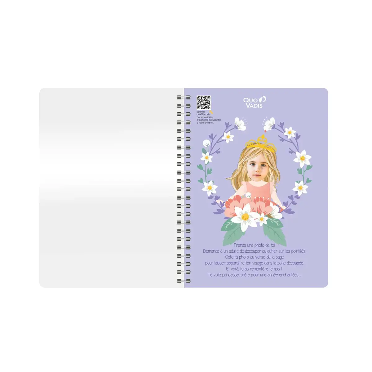 Cahier de textes Spiralé Français Louise & Arthur Princesse Journalier - 15x21 cm - Papier Clairefontaine blanc - Fabrication française - Quo Vadis photo du produit