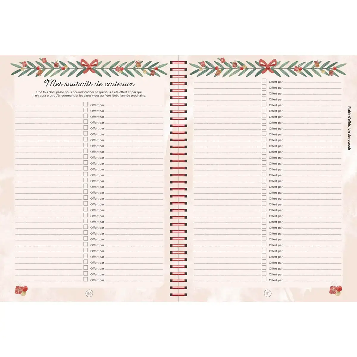Carnet de Noël spiralé français - Carnets thématiques perpétuel - 15x21 cm - Papier Clairefontaine blanc - Fabrication française - Quo Vadis photo du produit