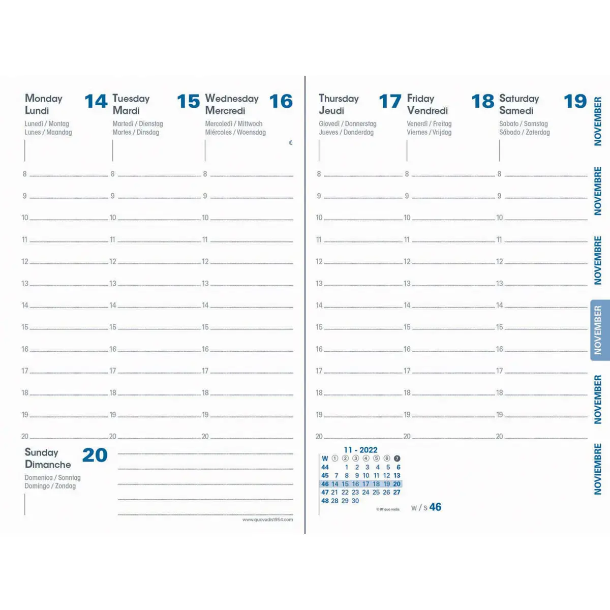 Agenda ann&eacute;e scolaire 2026-2027 Universitaire Recycl&eacute; - Semainier Planning Multilingue - Eunoia Gris - 13 mois de ao&ucirc;t &agrave; ao&ucirc;t - 10x15 cm - Quo Vadis photo du produit