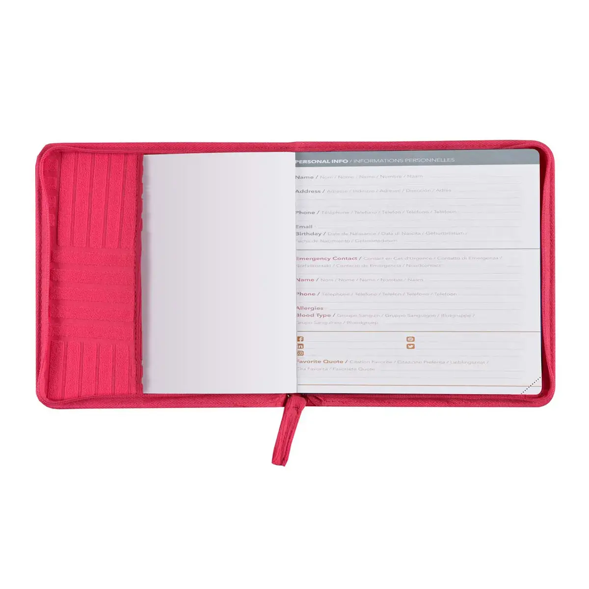 Agenda ann&eacute;e scolaire 2026-2027 Ex&eacute;cutif Septembre Color - Semainier Planning Multilingue - Th&eacute;a Rose - 13 mois de ao&ucirc;t &agrave; ao&ucirc;t - 16x16 cm - Papier Clairefontaine blanc - Quo Vadis photo du produit