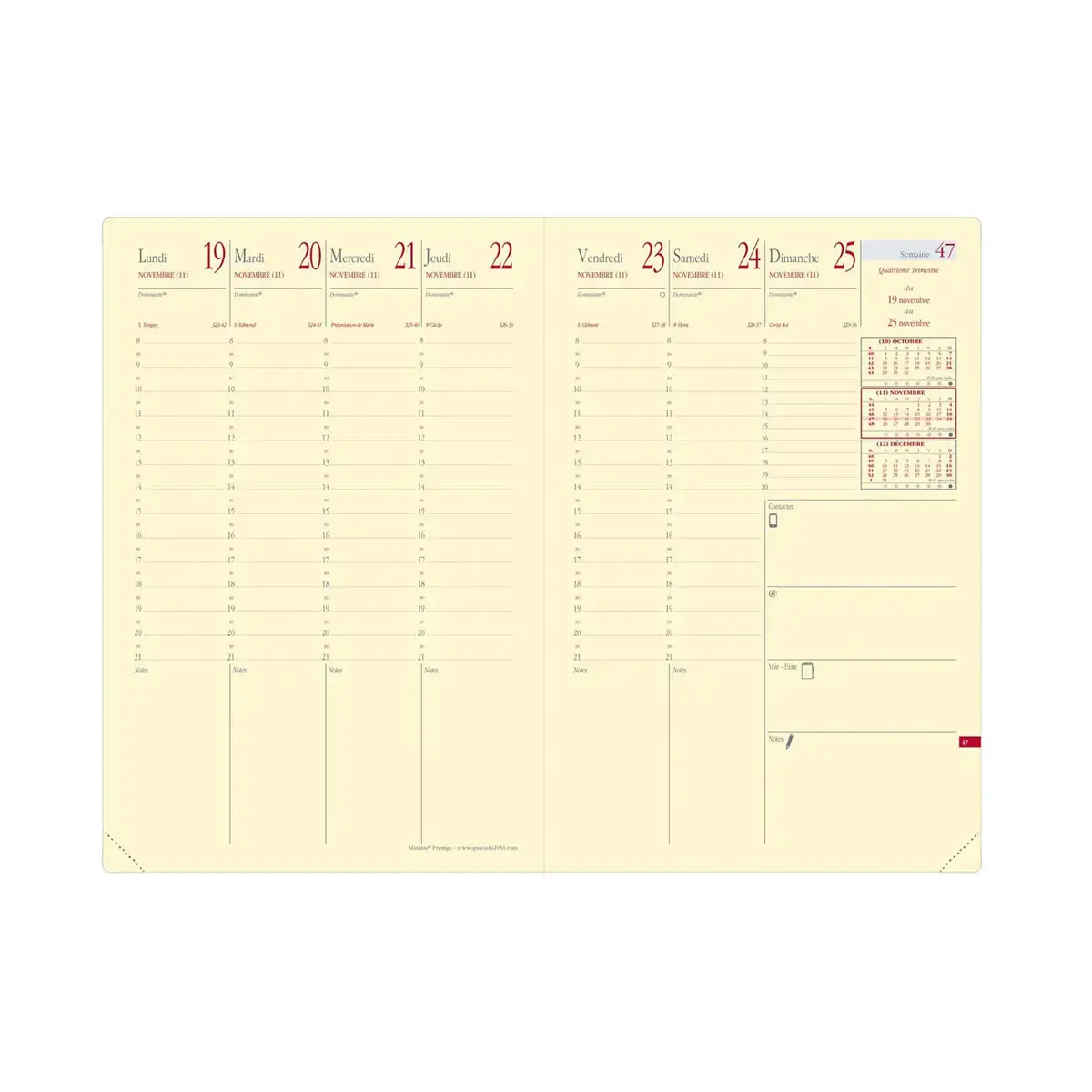 Agenda avec répertoire 2027 Ministre Prestige - Semainier Planning Français - Marlow Gris - 14 mois de décembre à janvier - 16x24 cm - Quo Vadis photo du produit