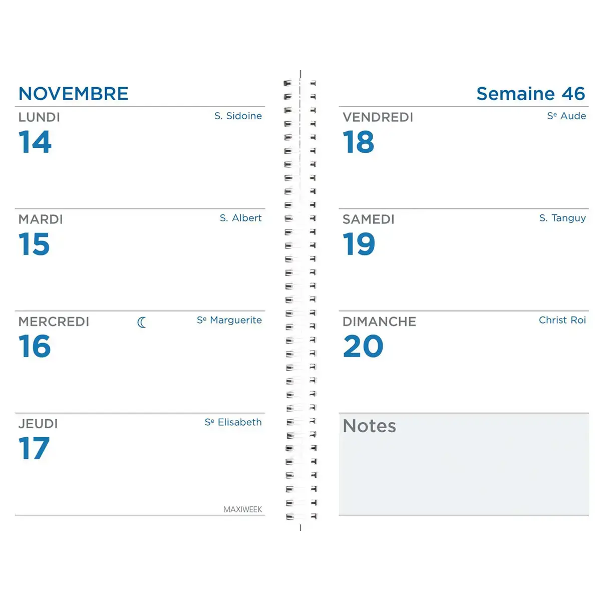 Agenda spiralé 2027 Maxiweek 1624 S - Semainier Horizontal Français - Marron - 13 mois de décembre à décembre - 16x24 cm - Papier Clairefontaine blanc - Fabrication française - Quo Vadis photo du produit