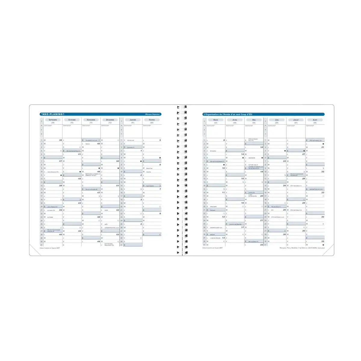 Agenda année scolaire spiralé avec répertoire 2026-2027 Exécutif S Septembre - Semainier Planning Français - Club - Beige - 13 mois de août à août - 16x16 cm - Quo Vadis photo du produit