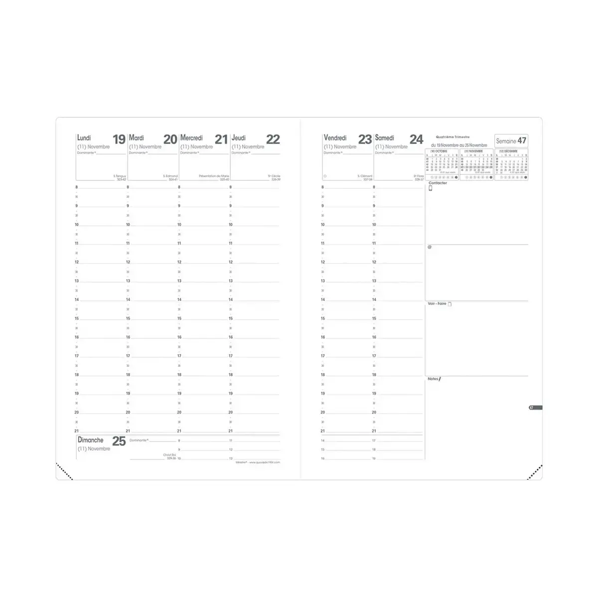 Agenda 2027 Ministre - Semainier Planning Français - Catalina Estrada Paon - 14 mois de décembre à janvier - 16x24 cm - Papier Clairefontaine blanc - Fabrication française - Quo Vadis photo du produit