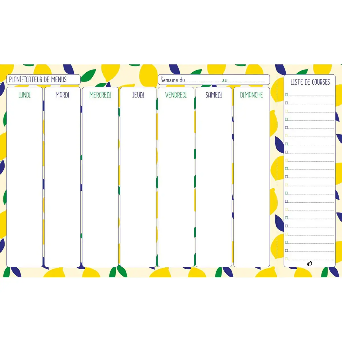 Planificateur de menus Français Carnets thématiques Citron Perpétuel - 16,5x26,5 cm - Papier Clairefontaine blanc - Fabrication française - Quo Vadis photo du produit