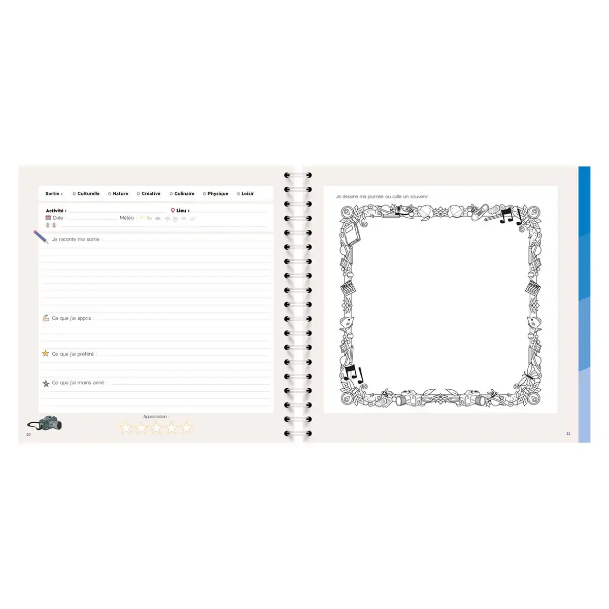 3 Carnets de sorties spiralé Français - Carnets thématiques All over - 24x24 cm - Papier Clairefontaine blanc - Fabrication française - Quo Vadis photo du produit