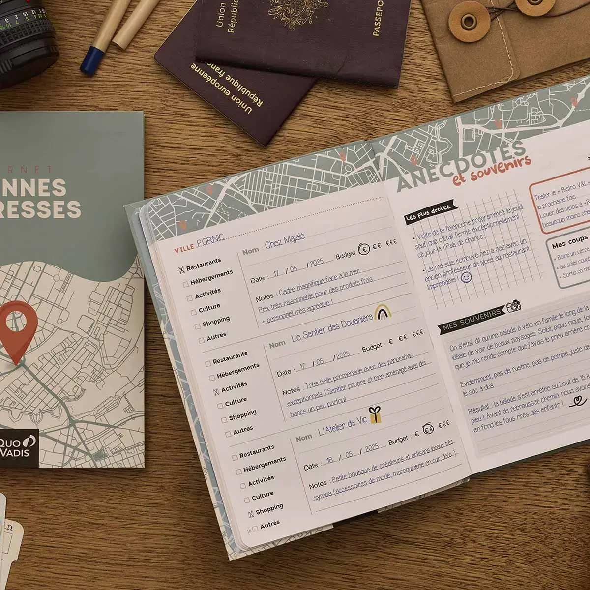 Carnet de bonnes adresses Français - Carnets thématiques Fantaisie - 15x21 cm - Papier Clairefontaine blanc - Fabrication française - Quo Vadis photo du produit