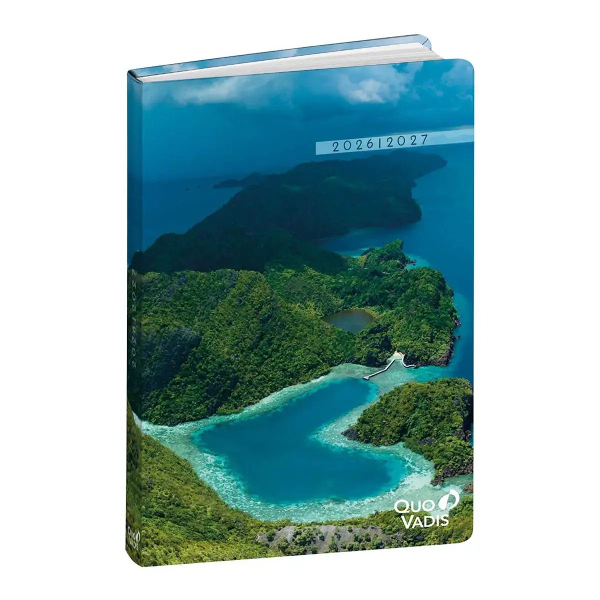 Agenda ann&eacute;e scolaire 2026-2027 Eurotextagenda Recycl&eacute; - Journalier Multilingue - Respire Coeur - 12 mois de ao&ucirc;t &agrave; juillet - 12x17 cm - Quo Vadis photo du produit
