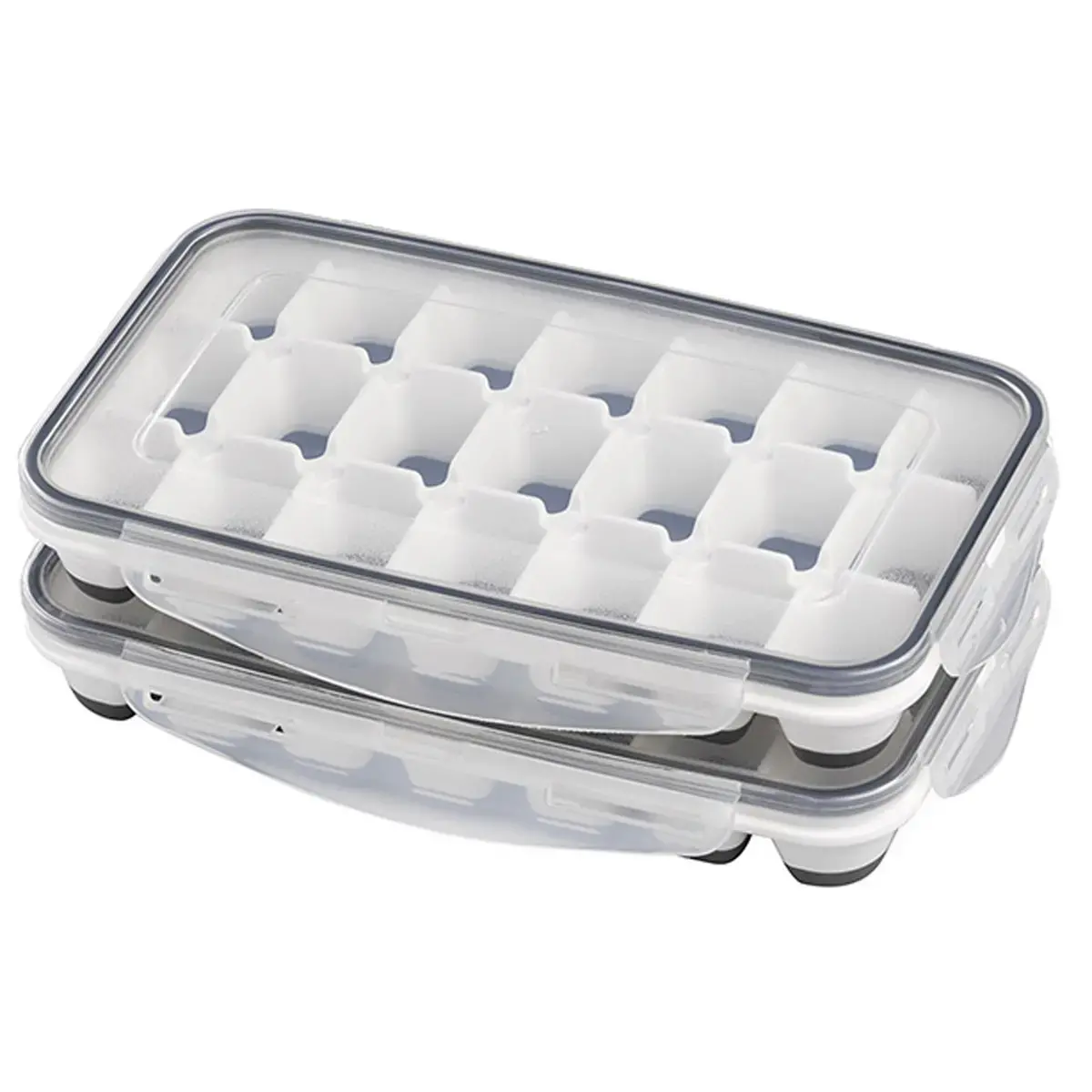 Bac &agrave; gla&ccedil;ons avec couvercle, transparent / gris - APS photo du produit