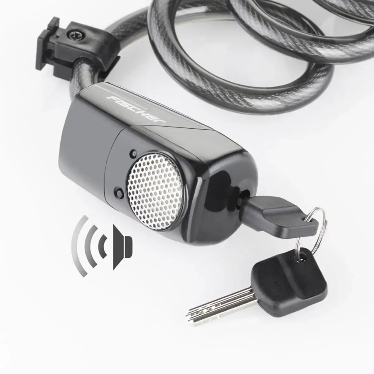 Antivol spirale avec alarme pour v&eacute;lo - longueur 1200 mm - Fischer photo du produit