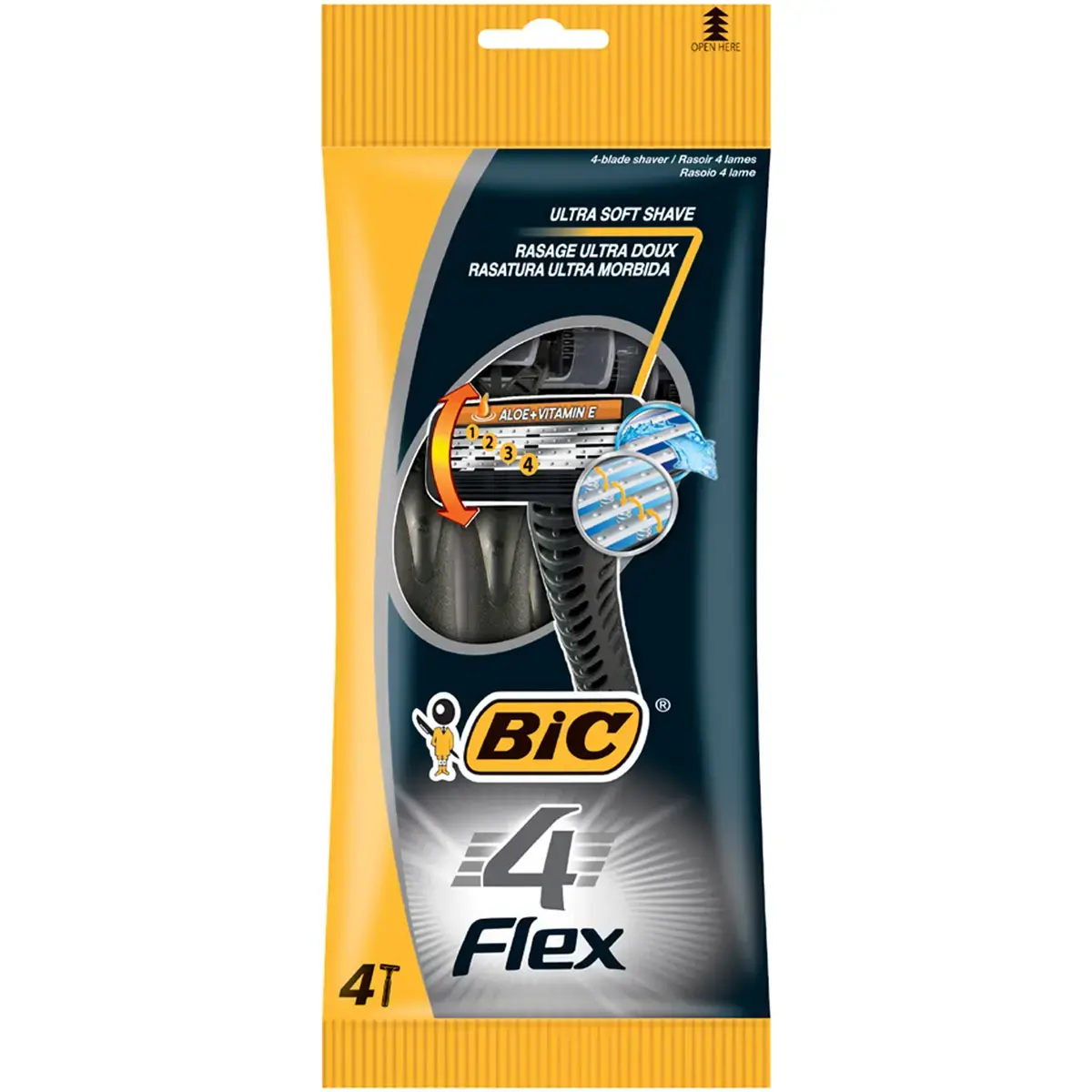 BIC Rasoir jetable 4 Flex, pour hommes, pack de 4 photo du produit