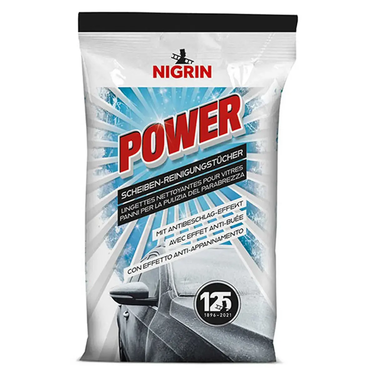 Lingettes nettoyantes pour vitres de voiture POWER - format plat - Nigrin photo du produit