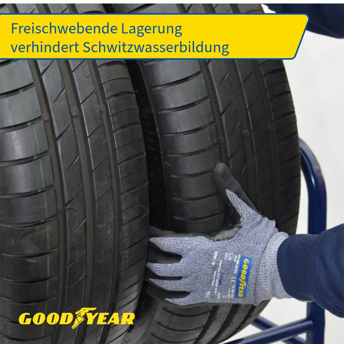GOODYEAR Rayonnage pour pneus de voiture, pour 4 pneus, bleu photo du produit