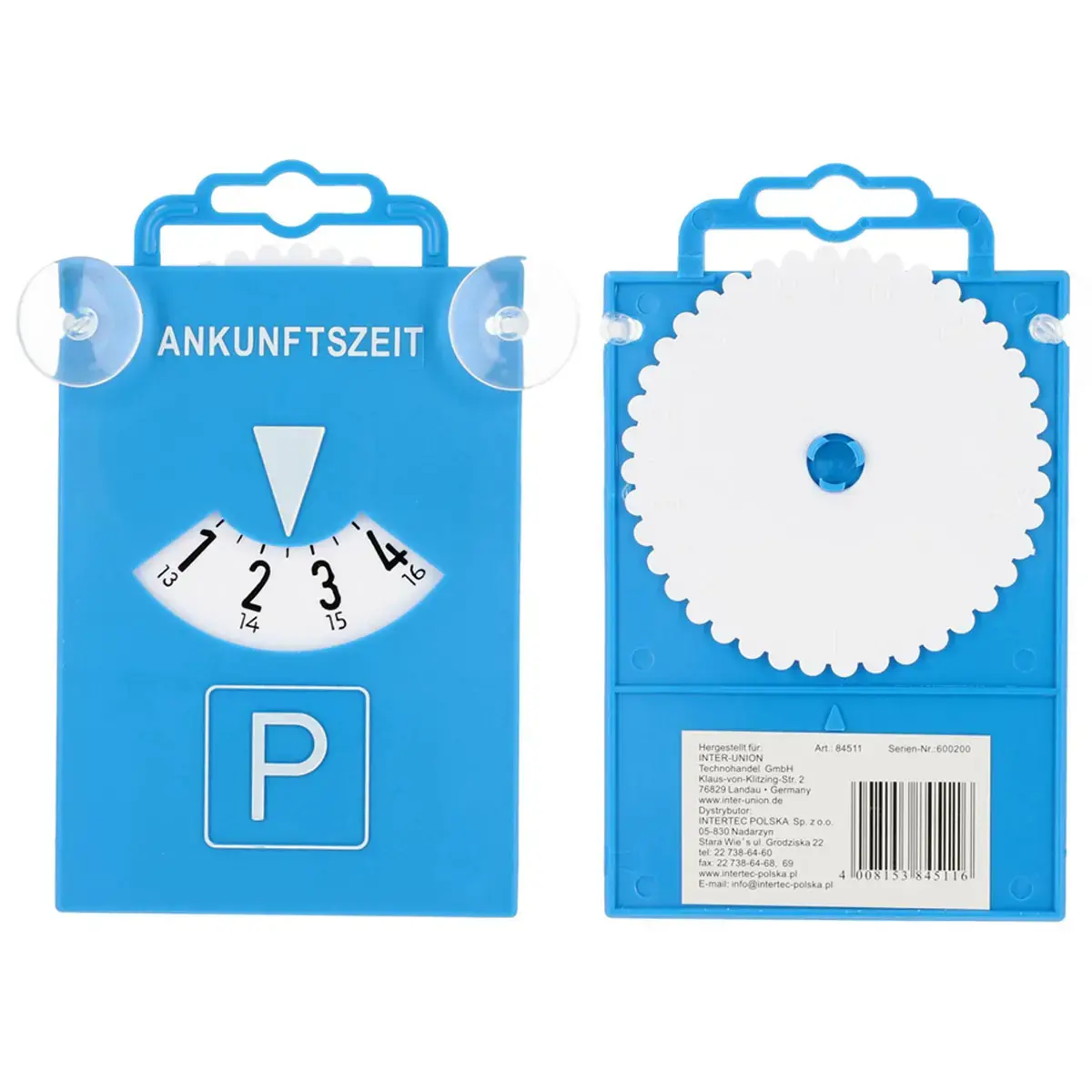 uniTEC Disque de stationnement avec ventouses, bleu photo du produit