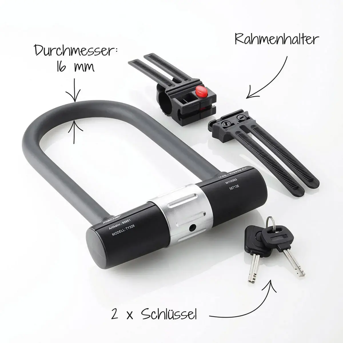 FISCHER Antivol en U avec support, longueur: 190 mm photo du produit