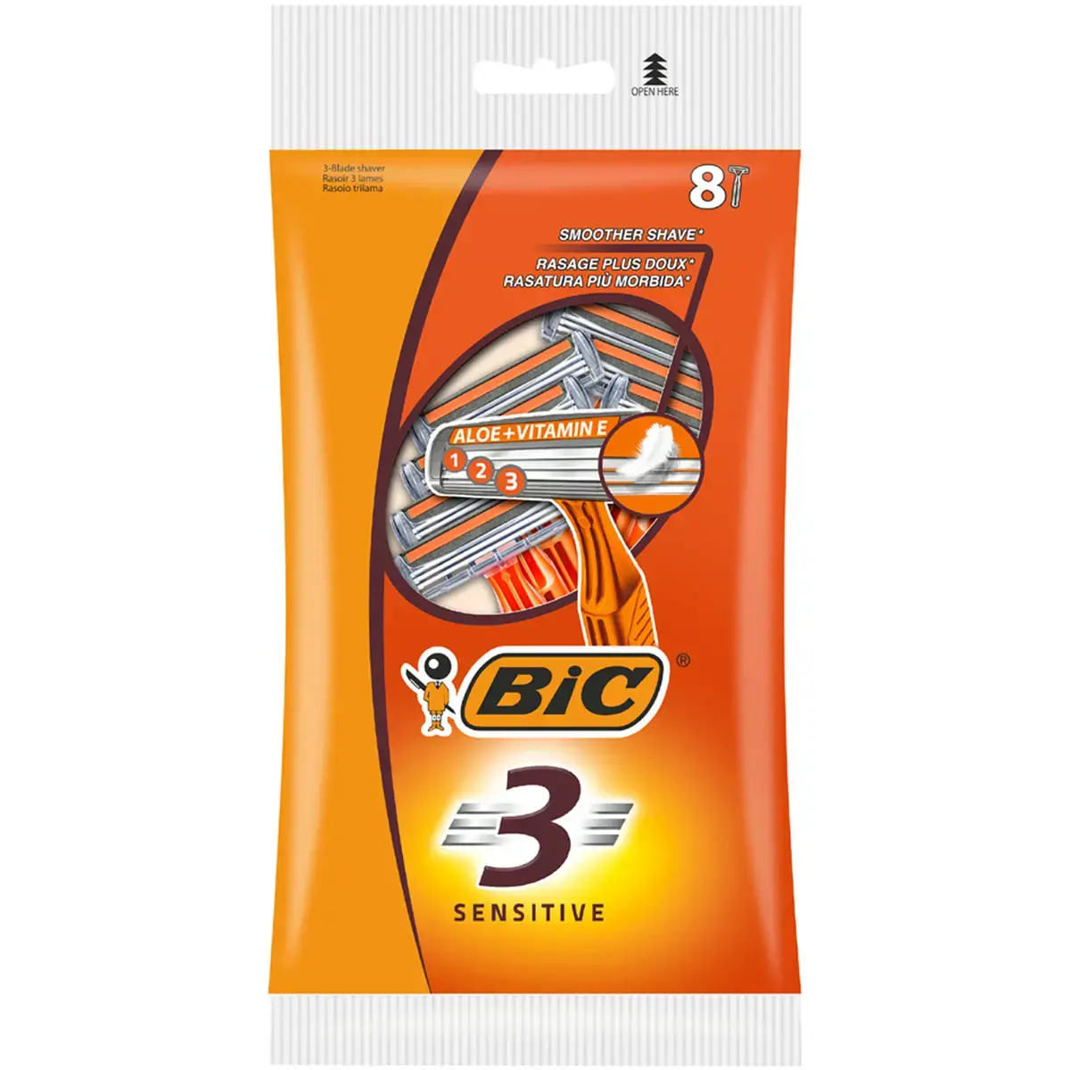 BIC Rasoir jetable 3 Sensitive, pour hommes, pack de 8 photo du produit