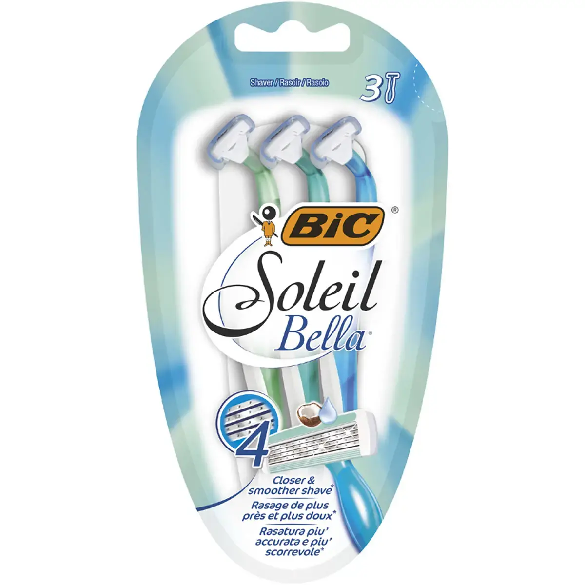BIC Rasoir jetable Soleil Bella, pour femmes, pack de 3 photo du produit