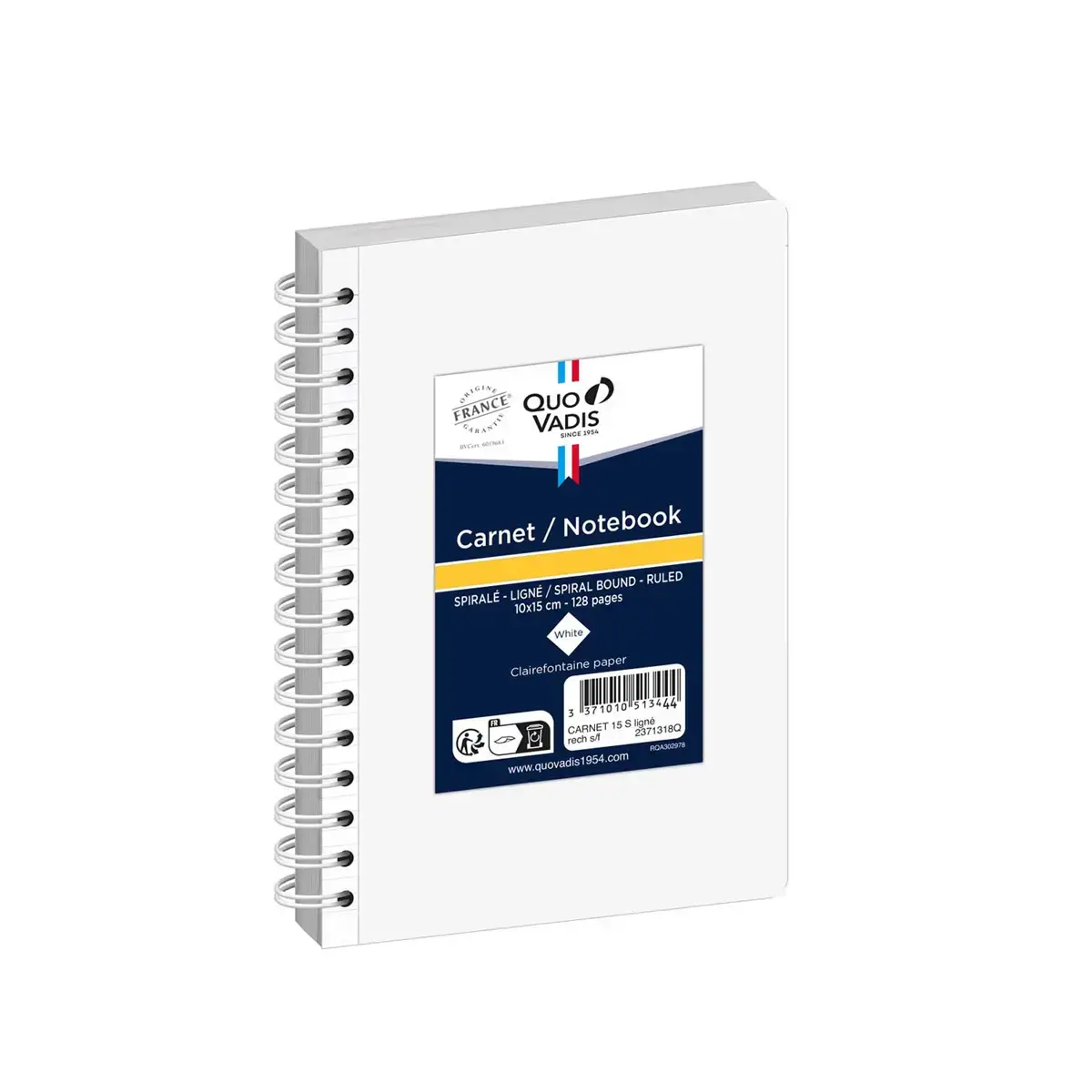 Carnet souple spirale A6 - 128 pages recharge - 10x15 cm - Quo vadis photo du produit