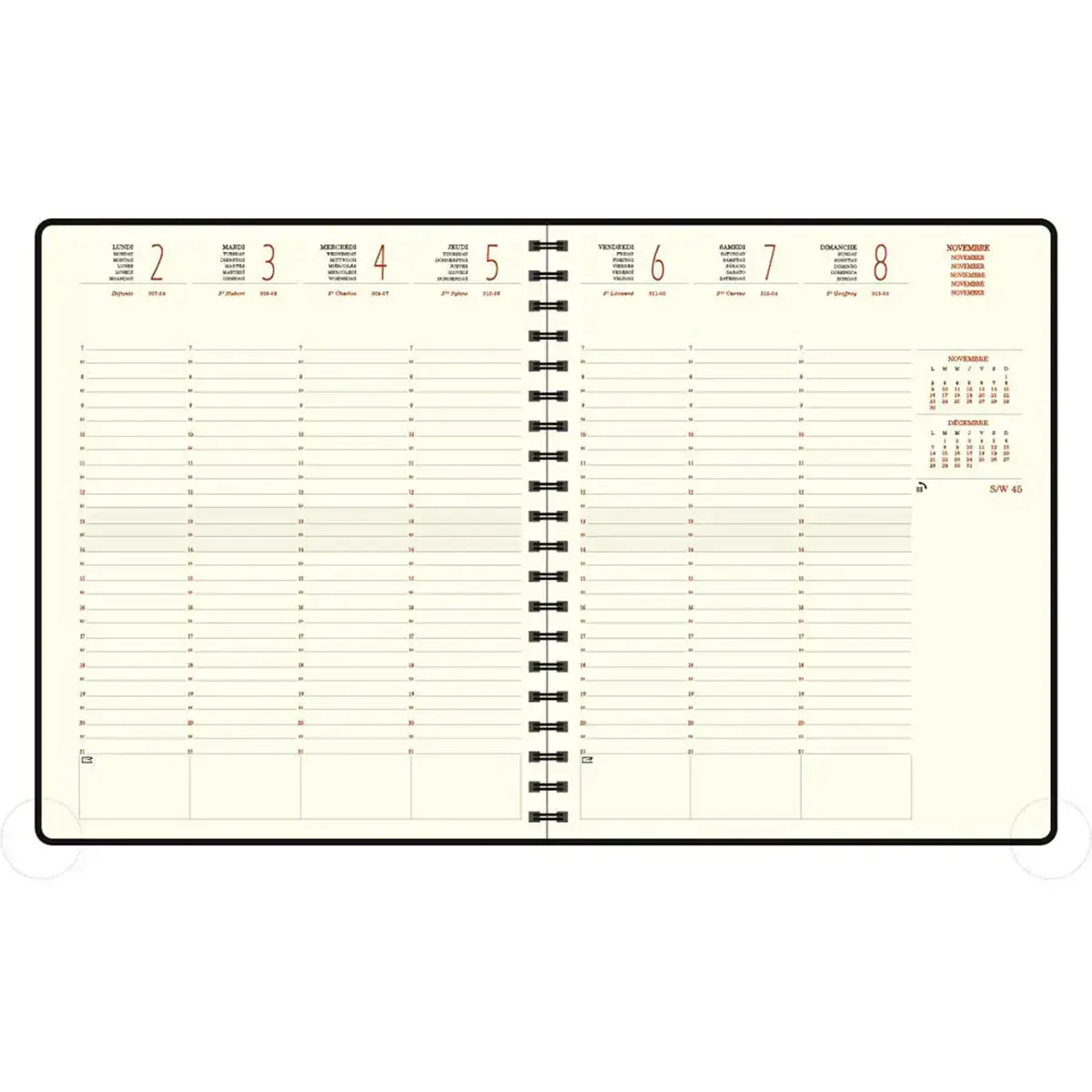 Agenda bi-matière effet python semaine sur 2 pages grille verticale 7h-21h 7 jours complets édition multilingue - Exacompta photo du produit