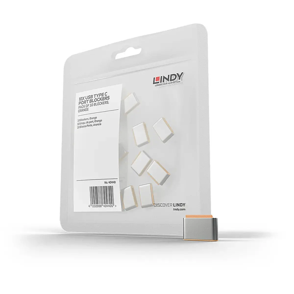 Bloqueurs de port USB type C orange 10 pièces - Lindy photo du produit