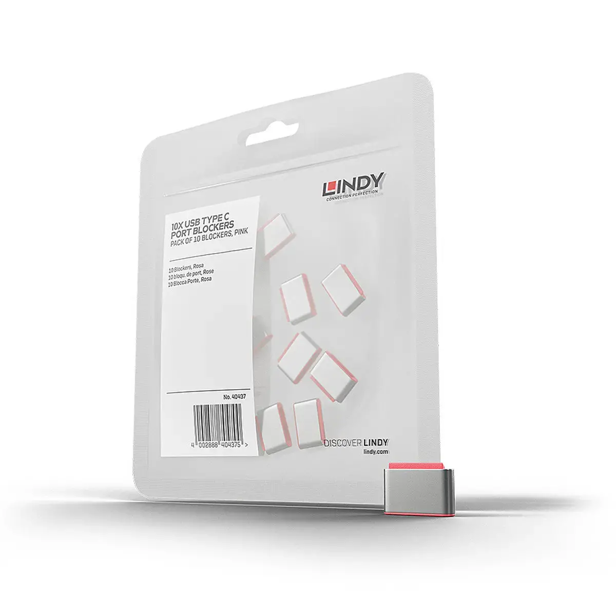 Lot de 10 bloqueurs de port USB C roses - Lindy photo du produit