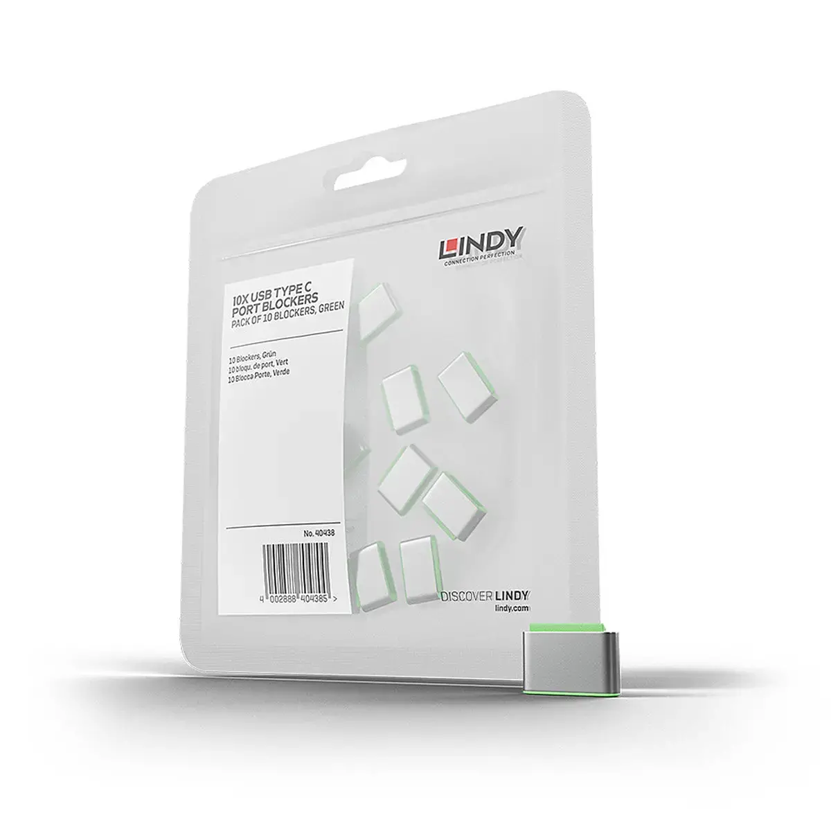 Bloqueurs de port USB C vert 10 pièces - Lindy photo du produit