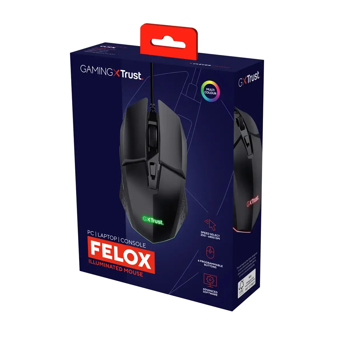 Souris gaming pour droitier GXT 109 Felox USB-A optique 6400 DPI - Trust photo du produit