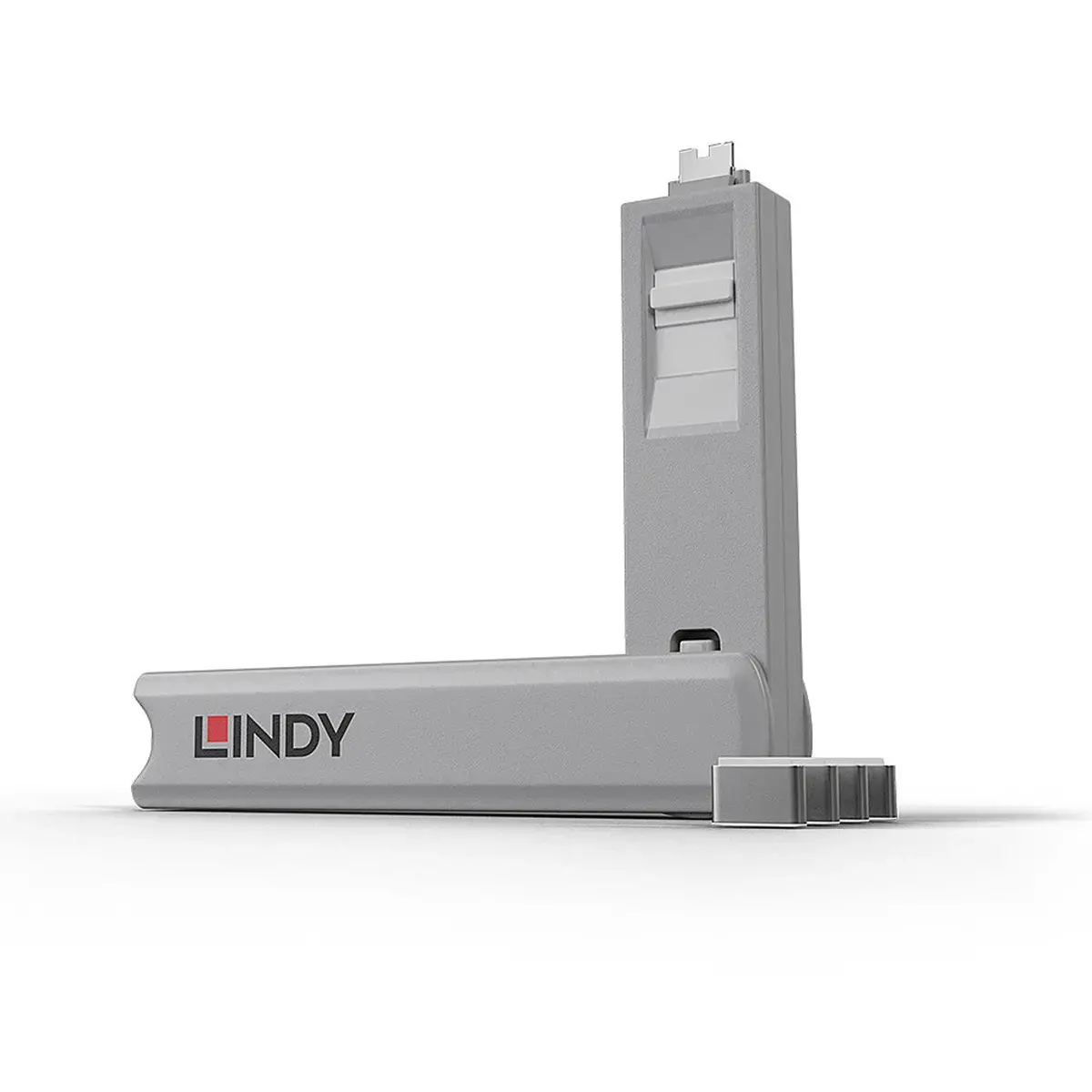 Bloqueur de port USB C 4 pi&egrave;ces + cl&eacute; blanc - Lindy photo du produit