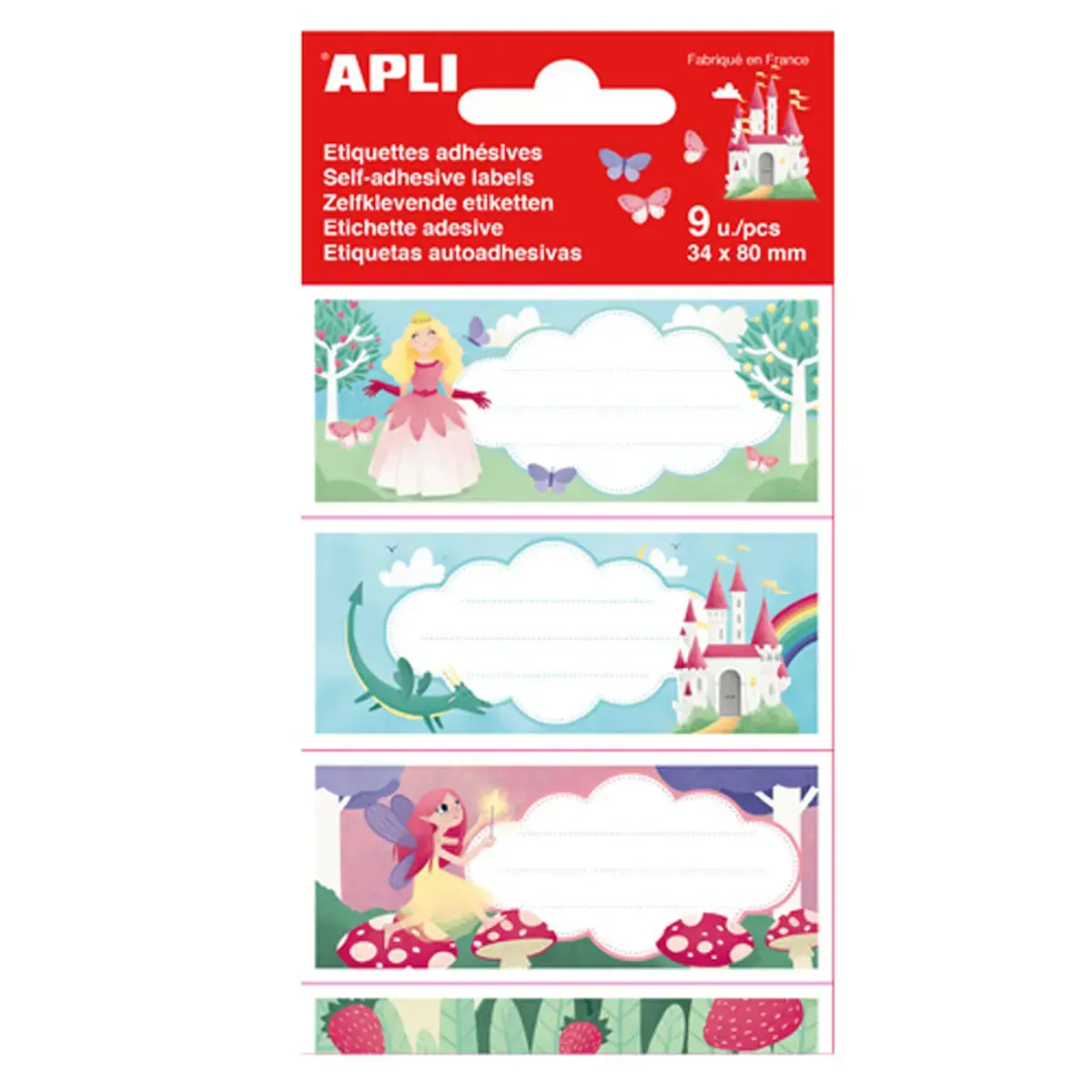 Étiquettes scolaires princesses 9 unités - Apli photo du produit
