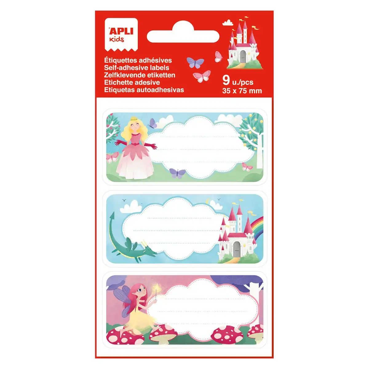 Étiquettes scolaires princesses 9 unités - Apli photo du produit