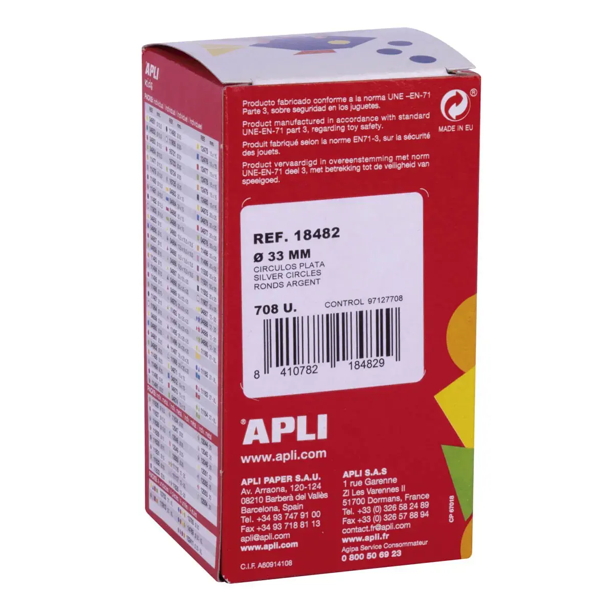 Rouleau de gommettes rondes Ø33 mm métallisées argent - Apli photo du produit