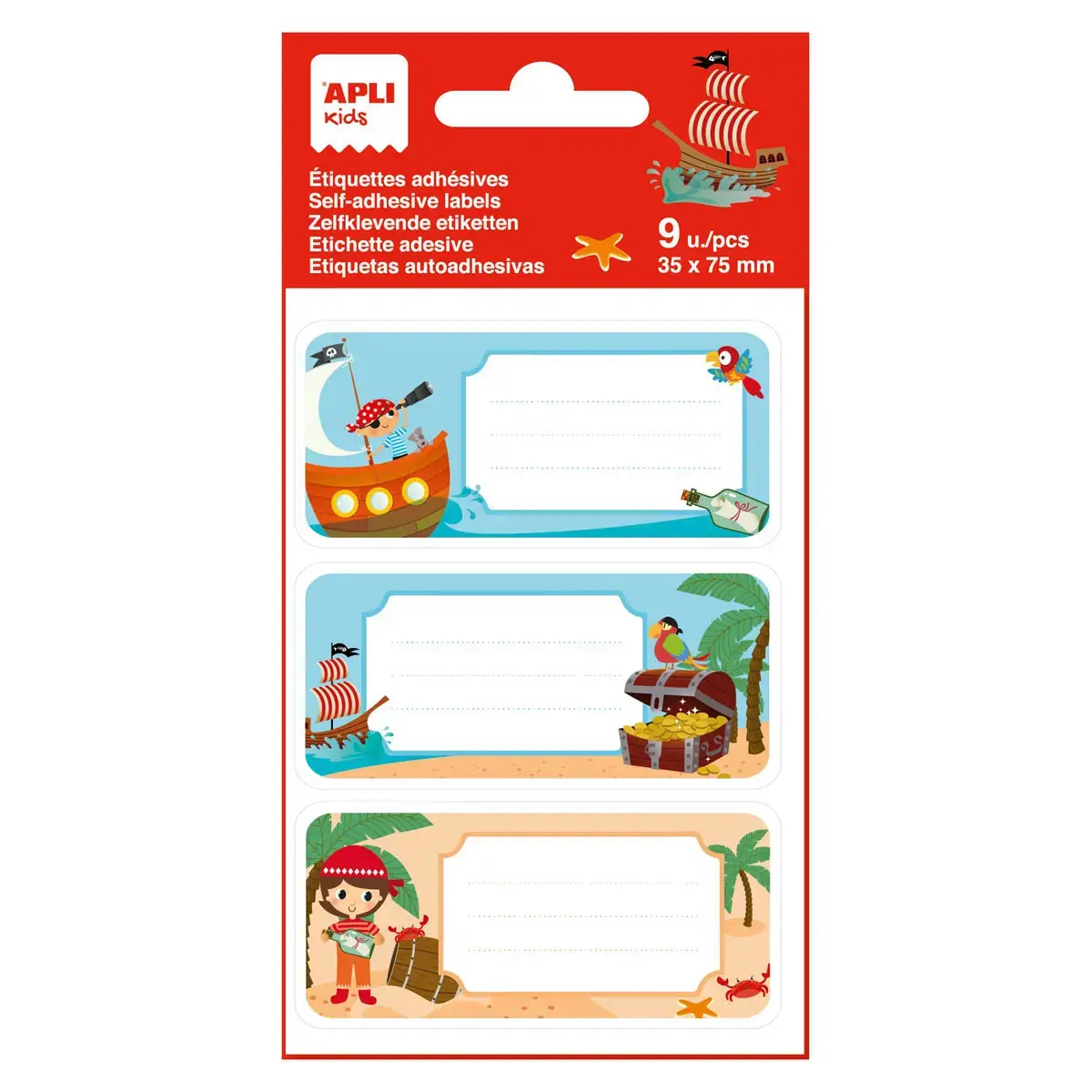 Étiquettes scolaires pirates 9 unités - Apli photo du produit