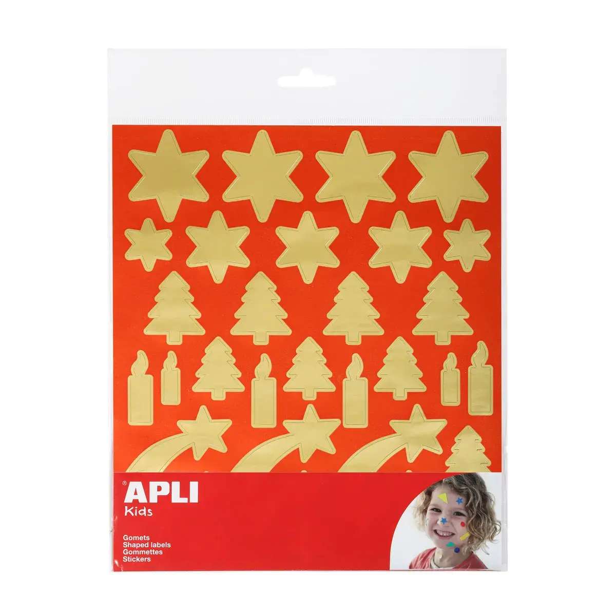 Gommettes or sur fond rouge 2 feuilles - Apli photo du produit