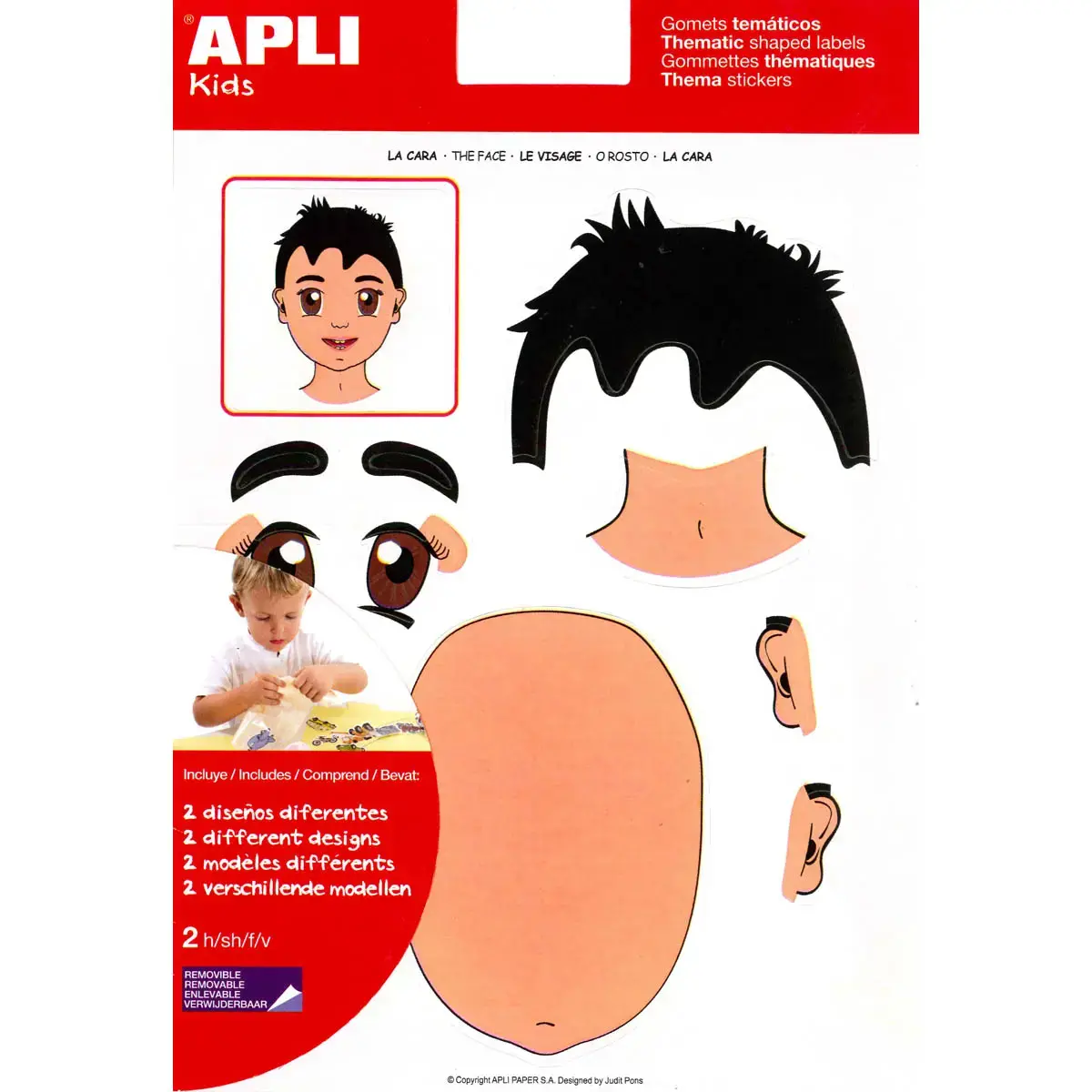 Gommettes thématiques Le Visage 2 feuilles - Apli photo du produit