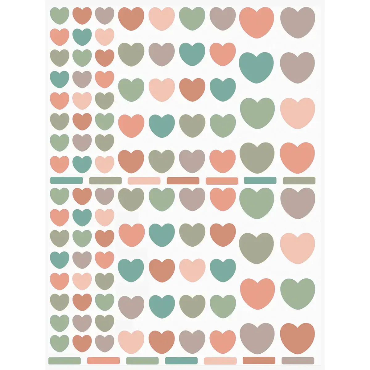 Gommettes coeurs enlevables couleurs Vintage 6 feuilles - Apli photo du produit