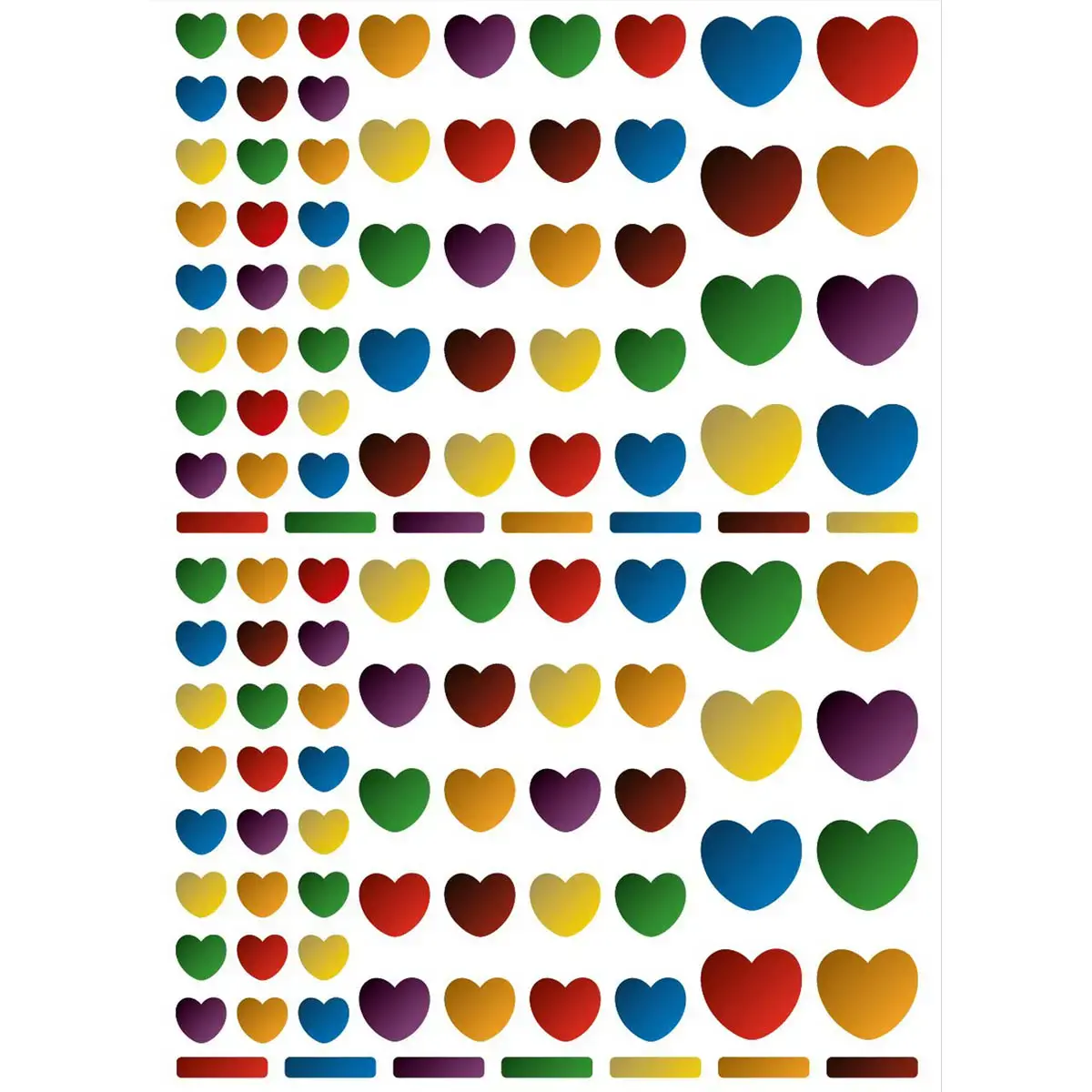 Sachet de gommettes c&oelig;urs m&eacute;tallis&eacute;es couleurs assorties 6 feuilles - Apli photo du produit