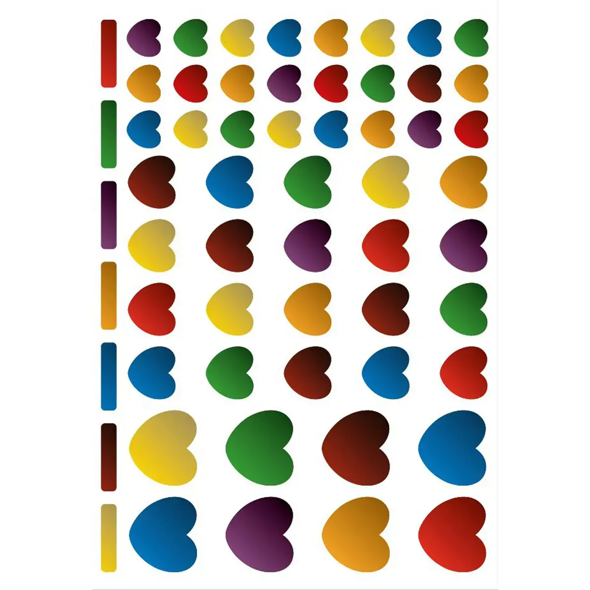 Sachet de gommettes c&oelig;urs m&eacute;tallis&eacute;es couleurs assorties 6 feuilles - Apli photo du produit
