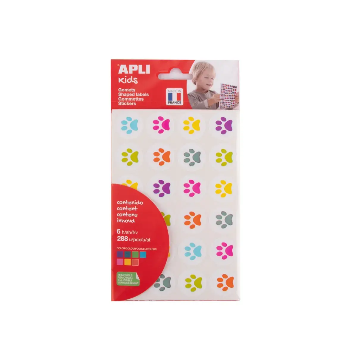 Gommettes empreintes de chat - 288 unit&eacute;s - Apli photo du produit