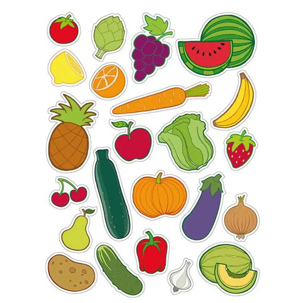 Gommettes thématiques Fruits et légumes 3 feuilles - Apli photo du produit