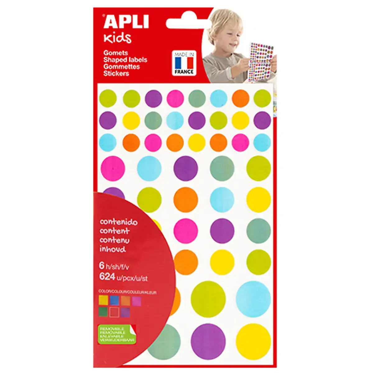 Gommettes rondes couleurs peps 6 feuilles - Apli photo du produit
